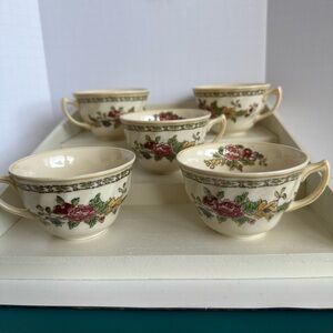 Royal Doulton The Cavendish D5009 Floral Cup Set England Vintage Tea Cups Lot 5